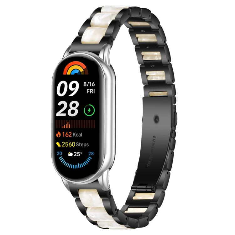 For Xiaomi Smart Band 10 / 9 / 8 xDfind Three Beads Metal Resin Watch Band