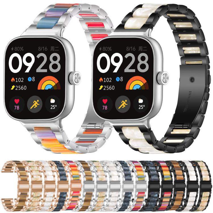For Xiaomi Smart Band 10 / 9 / 8 xDfind Three Beads Metal Resin Watch Band