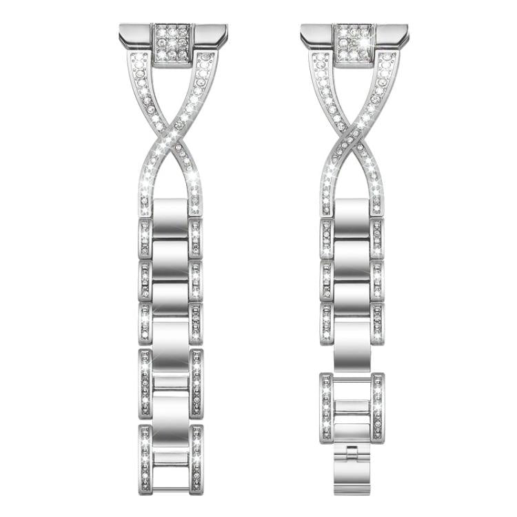 22mm xDfind X-Shaped Single Row Diamond Metal Watch Band
