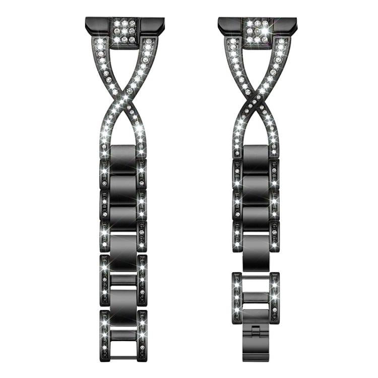 22mm xDfind X-Shaped Single Row Diamond Metal Watch Band