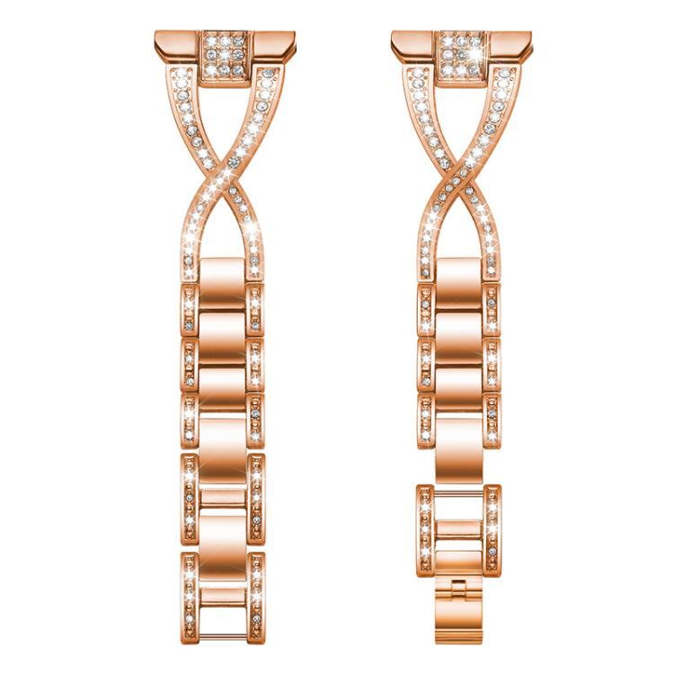 22mm xDfind X-Shaped Single Row Diamond Metal Watch Band