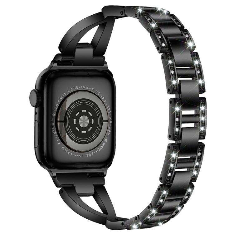 For Apple Watch 42 / 44 / 45 / 46 / 49mm xDfind X-Shaped Single Row Diamond Metal Watch Band