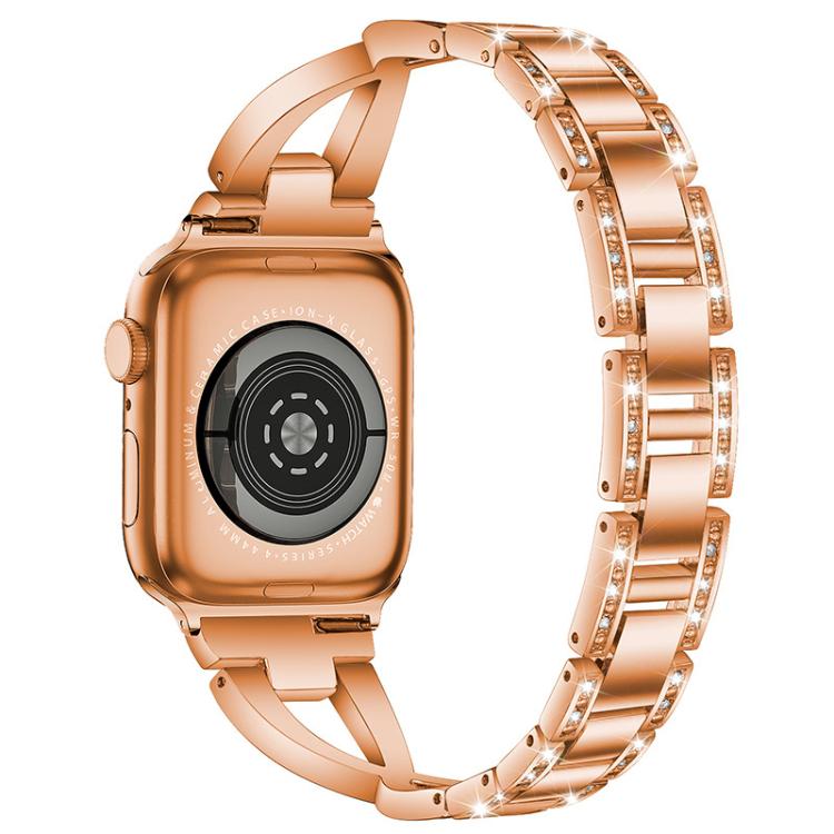 For Apple Watch 42 / 44 / 45 / 46 / 49mm xDfind X-Shaped Single Row Diamond Metal Watch Band