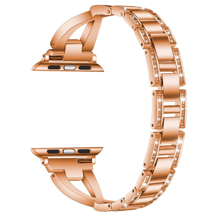 For Apple Watch 42 / 44 / 45 / 46 / 49mm xDfind X-Shaped Single Row Diamond Metal Watch Band