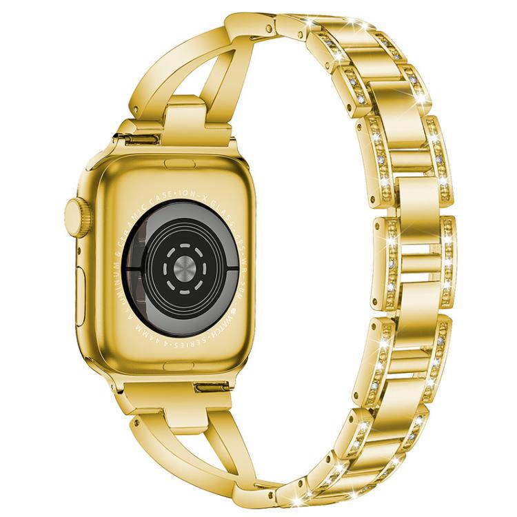 For Apple Watch 42 / 44 / 45 / 46 / 49mm xDfind X-Shaped Single Row Diamond Metal Watch Band