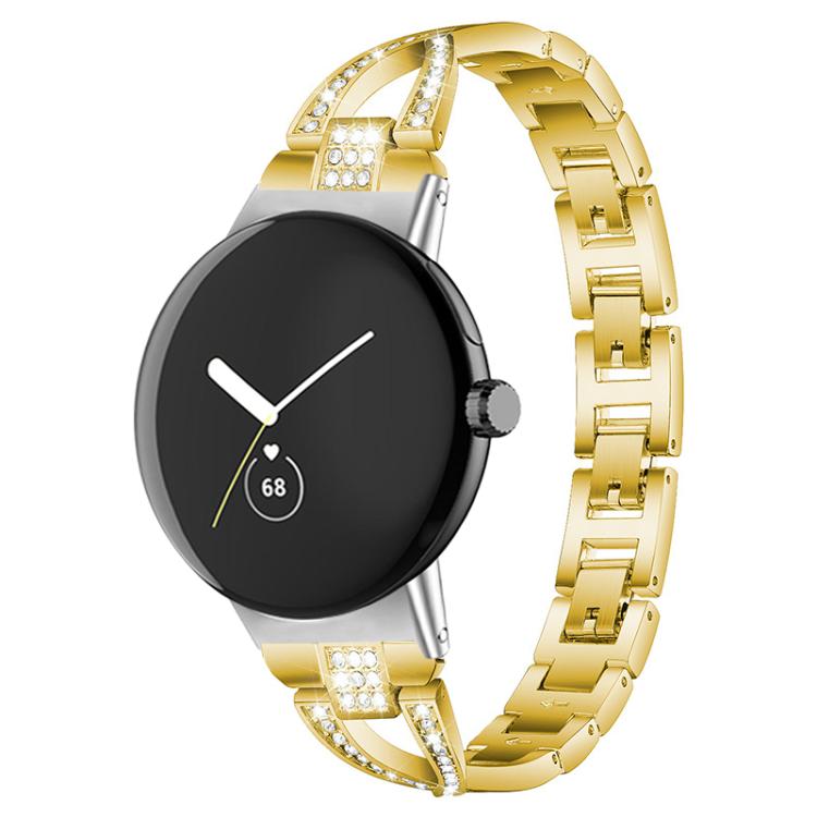 For Google Pixel Watch 4 / 3 / 2 / 1 41mm xDfind X-Shaped Single Row Diamond Metal Watch Band