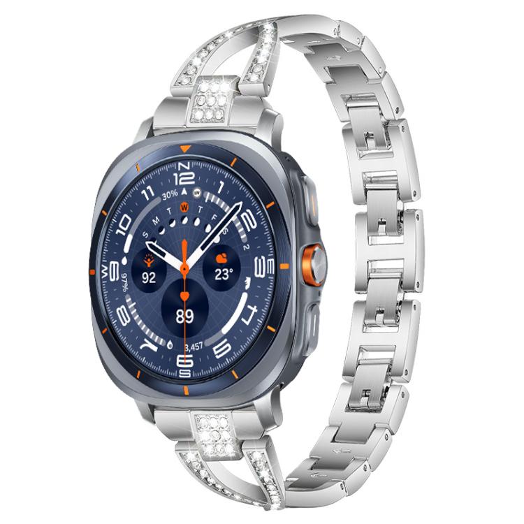 For Samsung Galaxy Watch Ultra/Ultra 2025 xDfind X-Shaped Single Row Diamond Metal Watch Band