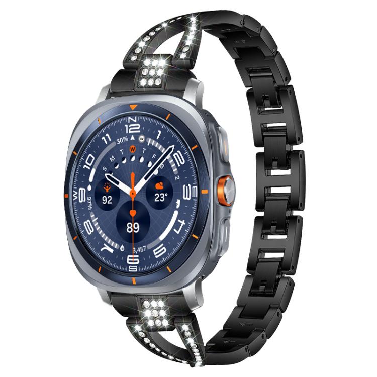 For Samsung Galaxy Watch Ultra/Ultra 2025 xDfind X-Shaped Single Row Diamond Metal Watch Band