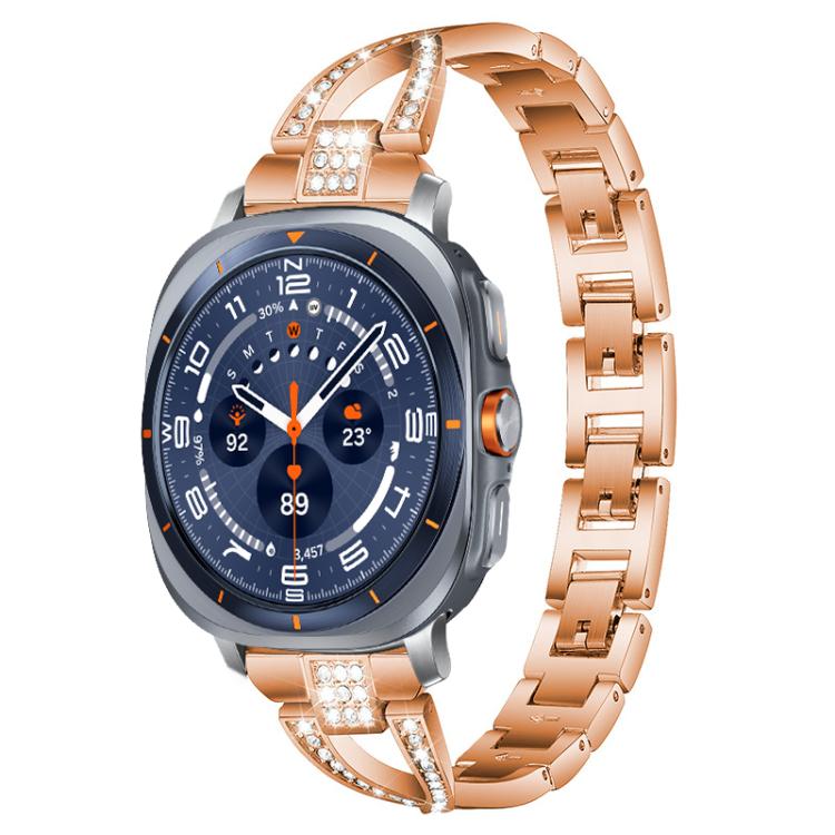 For Samsung Galaxy Watch Ultra/Ultra 2025 xDfind X-Shaped Single Row Diamond Metal Watch Band