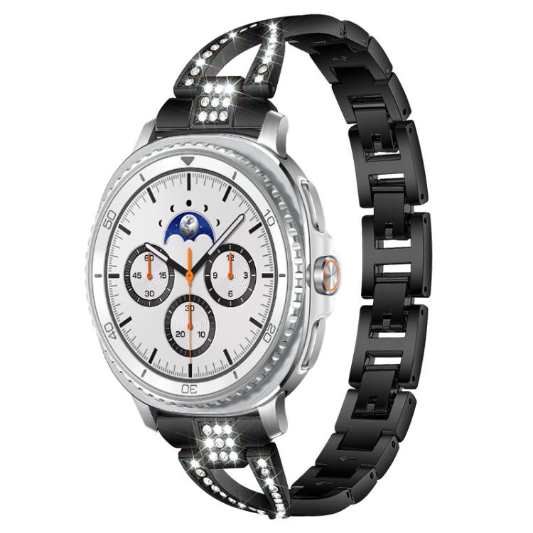 For Samsung Galaxy Watch8 / 8 Classic xDfind X-Shaped Single Row Diamond Metal Watch Band