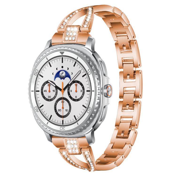 For Samsung Galaxy Watch8 / 8 Classic xDfind X-Shaped Single Row Diamond Metal Watch Band
