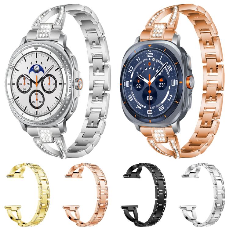 For Samsung Galaxy Watch8 / 8 Classic xDfind X-Shaped Single Row Diamond Metal Watch Band
