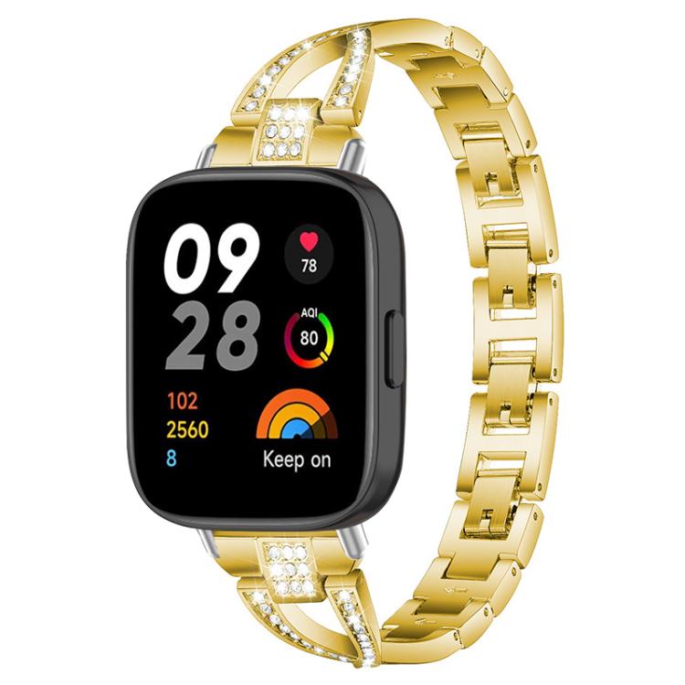 For Redmi Watch 3 xDfind X-Shaped Single Row Diamond Metal Watch Band