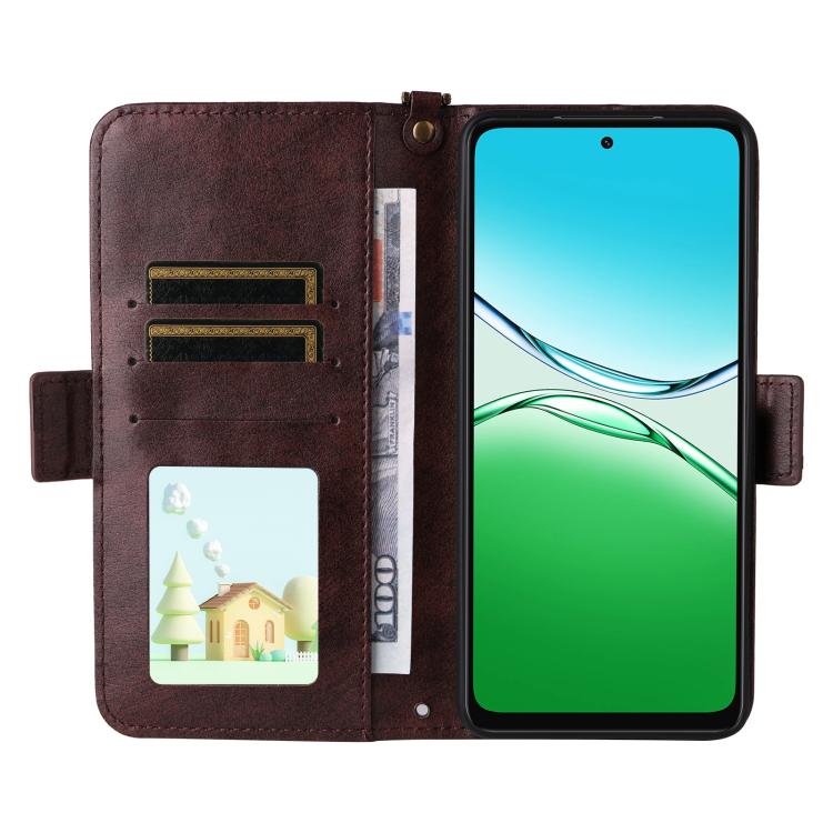 For OPPO A5x 5G / 4G Multi-card Slots Crossbody Cowhide Leather Phone Case