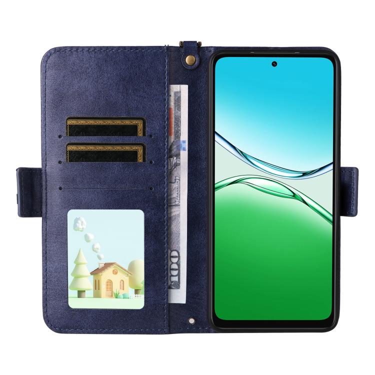 For OPPO A5x 5G / 4G Multi-card Slots Crossbody Cowhide Leather Phone Case