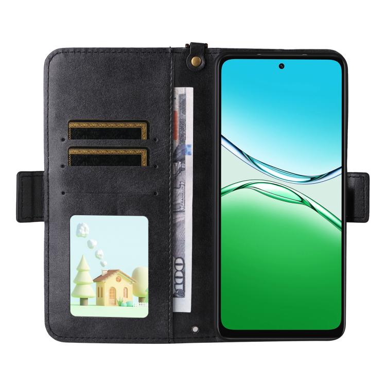 For OPPO A5x 5G / 4G Multi-card Slots Crossbody Cowhide Leather Phone Case