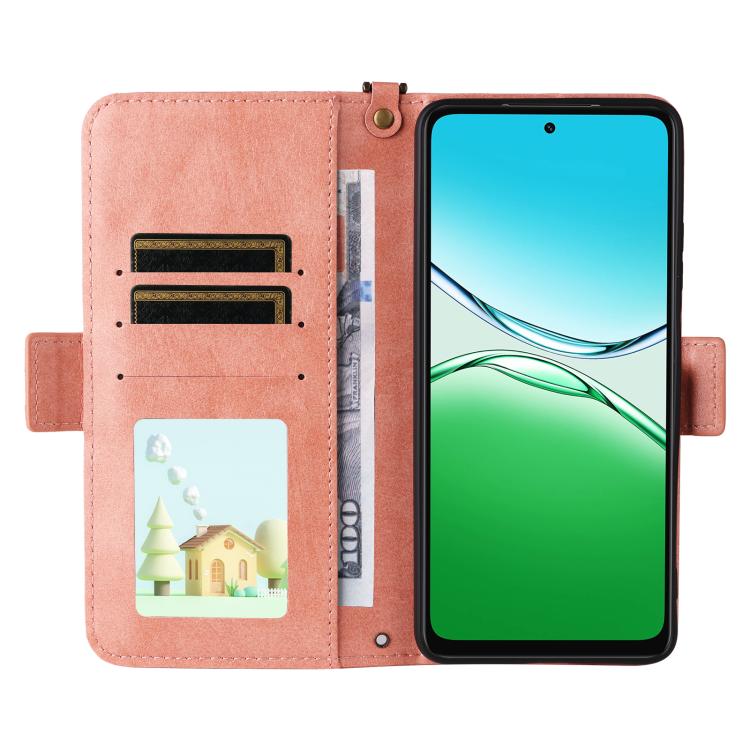 For OPPO A5x 5G / 4G Multi-card Slots Crossbody Cowhide Leather Phone Case