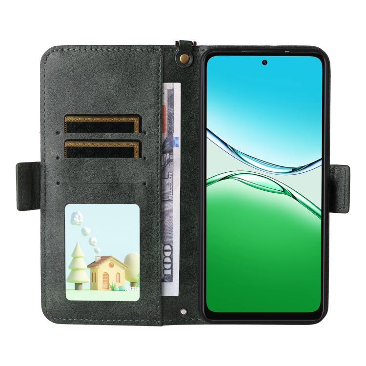 For OPPO A5x 5G / 4G Multi-card Slots Crossbody Cowhide Leather Phone Case