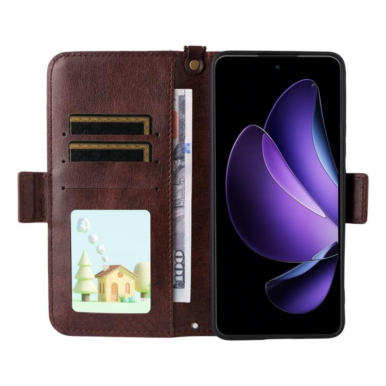 For OPPO Reno13 F 5G Multi-card Slots Crossbody Cowhide Leather Phone Case