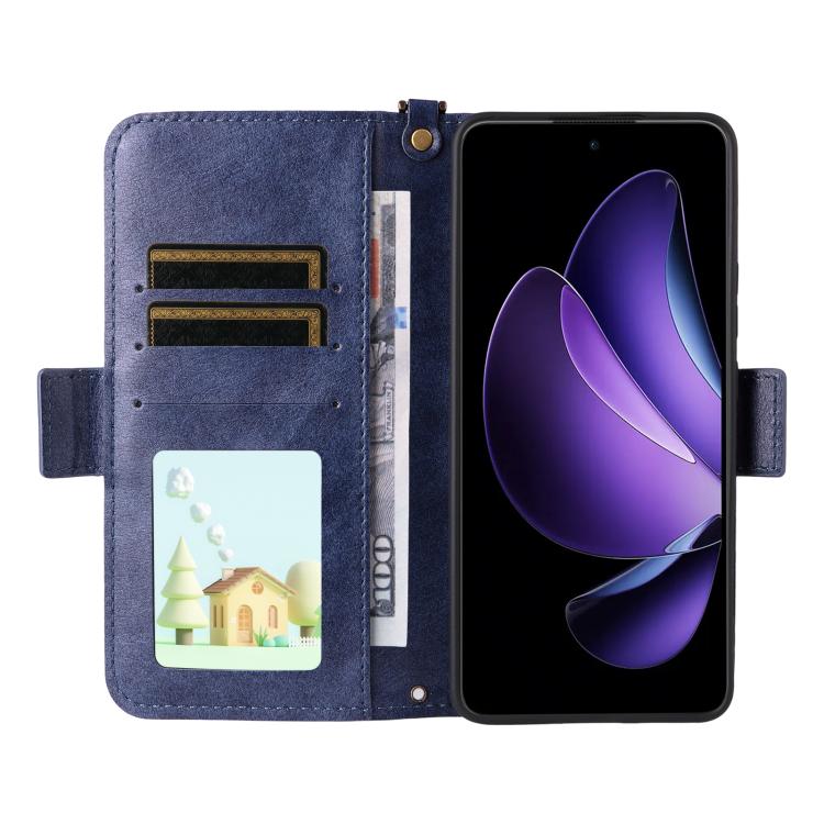 For OPPO Reno13 F 5G Multi-card Slots Crossbody Cowhide Leather Phone Case