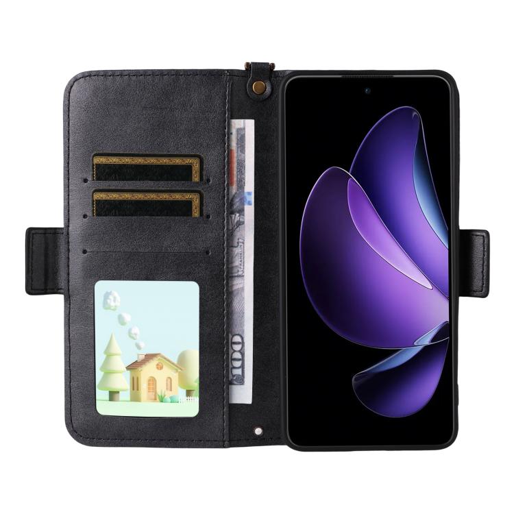 For OPPO Reno13 F 5G Multi-card Slots Crossbody Cowhide Leather Phone Case