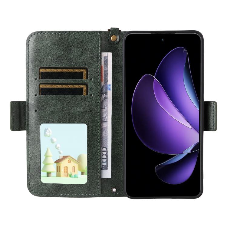 For OPPO Reno13 F 5G Multi-card Slots Crossbody Cowhide Leather Phone Case