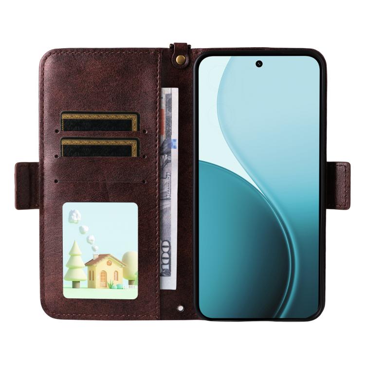 For OPPO Reno14 Pro 5G Multi-card Slots Crossbody Cowhide Leather Phone Case