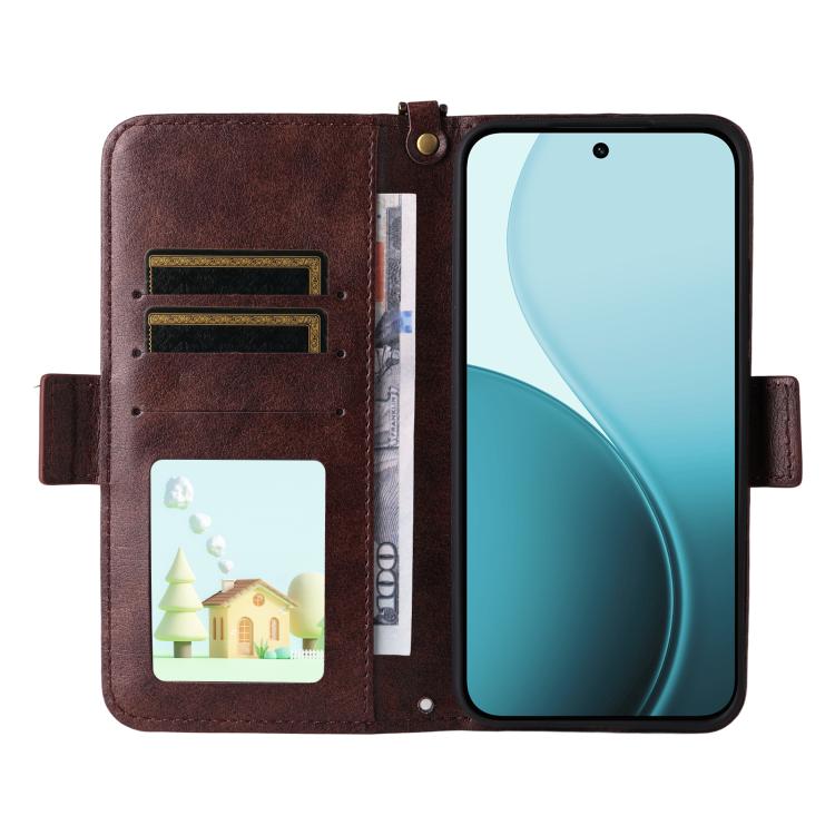 For OPPO Reno14 / Reno14 F 5G Global Multi-card Slots Crossbody Cowhide Leather Phone Case
