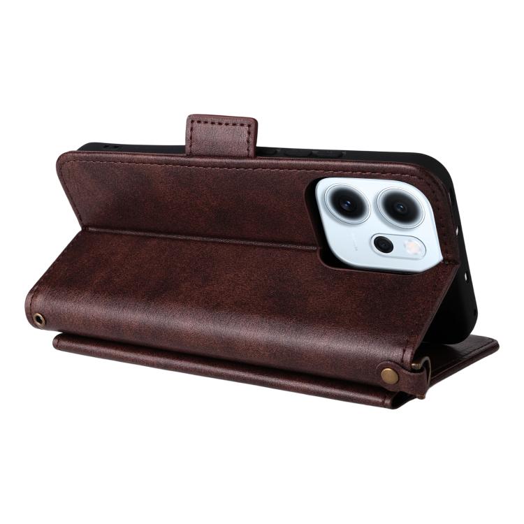 For OPPO Reno14 / Reno14 F 5G Global Multi-card Slots Crossbody Cowhide Leather Phone Case