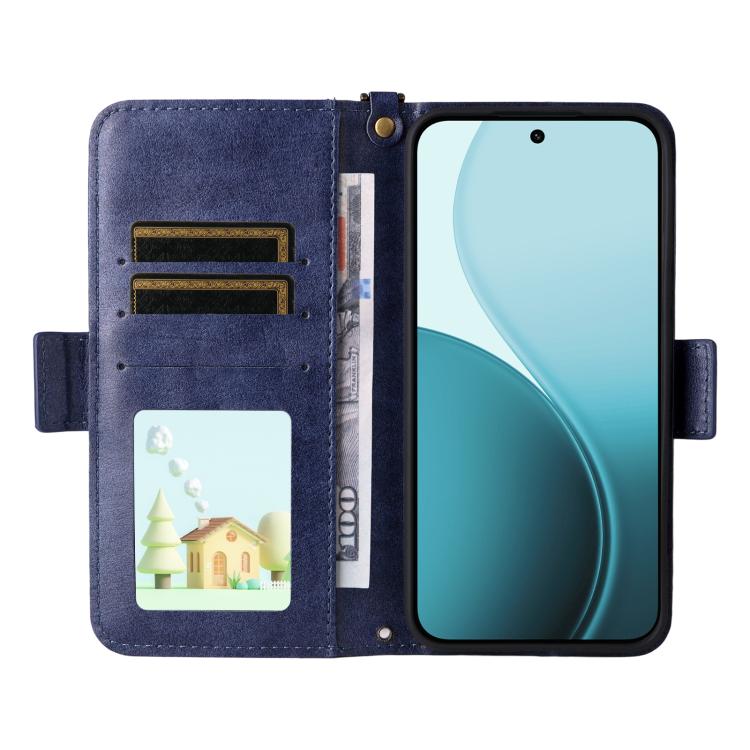 For OPPO Reno14 / Reno14 F 5G Global Multi-card Slots Crossbody Cowhide Leather Phone Case