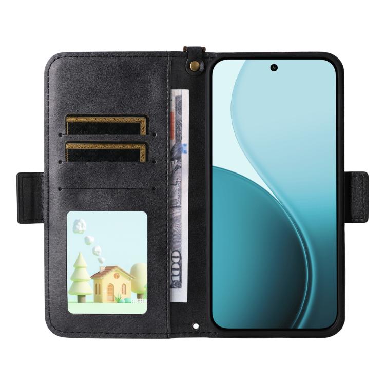 For OPPO Reno14 / Reno14 F 5G Global Multi-card Slots Crossbody Cowhide Leather Phone Case
