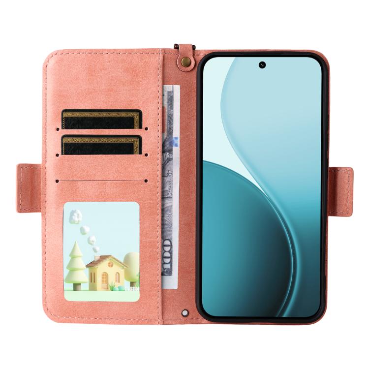 For OPPO Reno14 / Reno14 F 5G Global Multi-card Slots Crossbody Cowhide Leather Phone Case