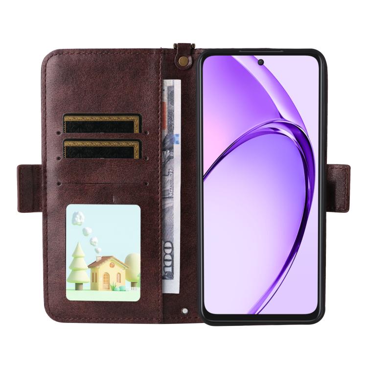 For OPPO A3 Pro Global / A80 Multi-card Slots Crossbody Cowhide Leather Phone Case