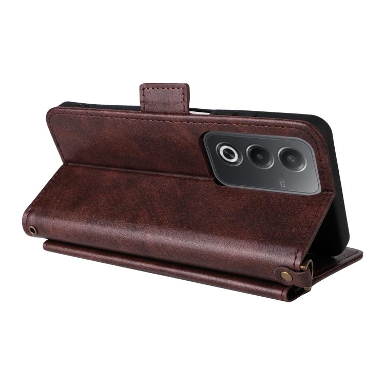 For OPPO A3 Pro Global / A80 Multi-card Slots Crossbody Cowhide Leather Phone Case