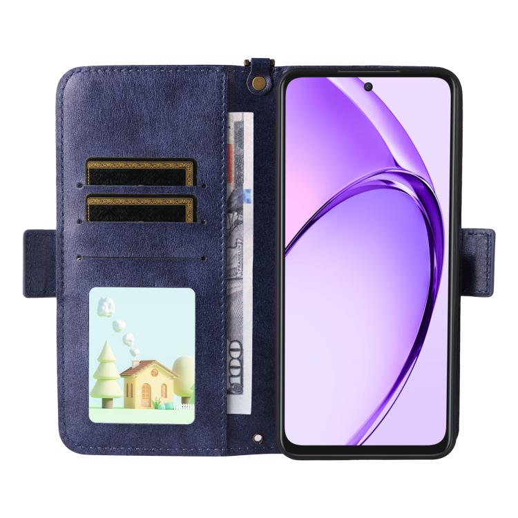 For OPPO A3 Pro Global / A80 Multi-card Slots Crossbody Cowhide Leather Phone Case