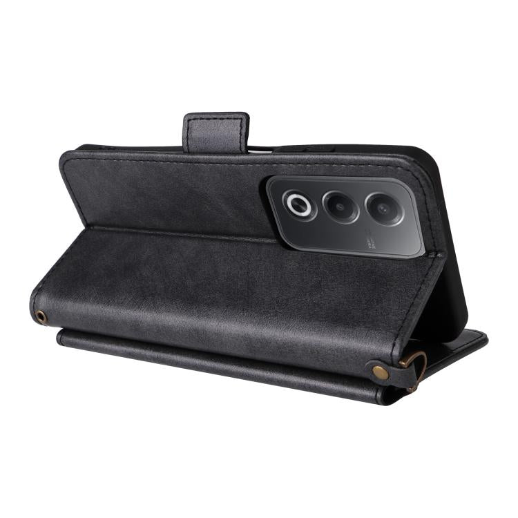 For OPPO A3 Pro Global / A80 Multi-card Slots Crossbody Cowhide Leather Phone Case