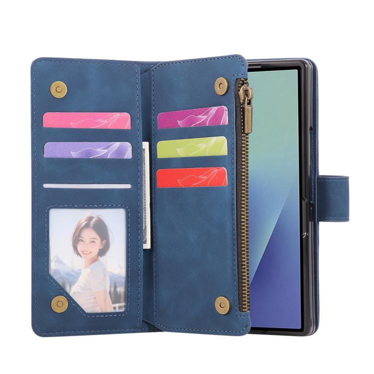 For Samsung Galaxy Z Fold7 5G Multifunctional Frosted Zipper Wallet Leather Phone Case