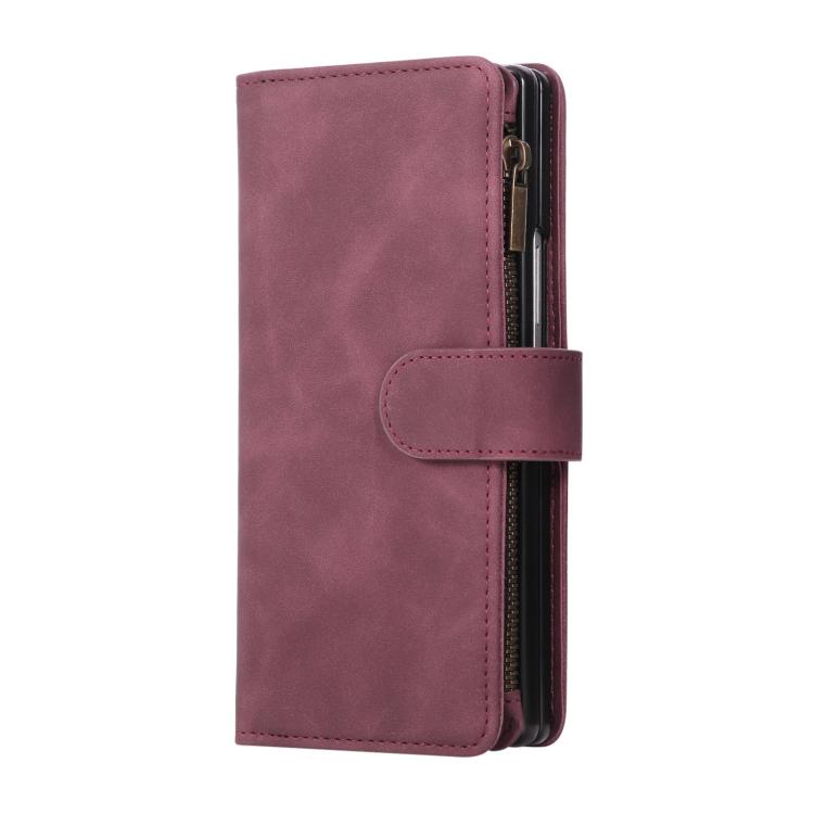 For Samsung Galaxy Z Fold7 5G Multifunctional Frosted Zipper Wallet Leather Phone Case
