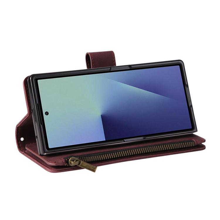 For Samsung Galaxy Z Fold7 5G Multifunctional Frosted Zipper Wallet Leather Phone Case