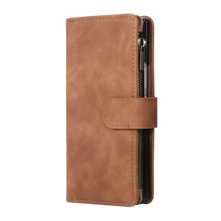 For Samsung Galaxy Z Fold7 5G Multifunctional Frosted Zipper Wallet Leather Phone Case