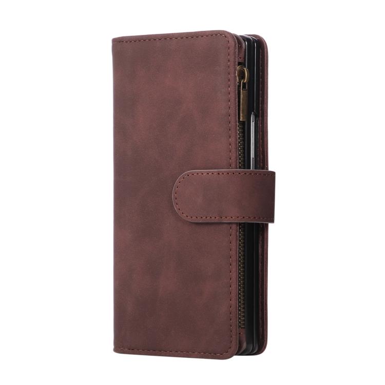 For Samsung Galaxy Z Fold7 5G Multifunctional Frosted Zipper Wallet Leather Phone Case