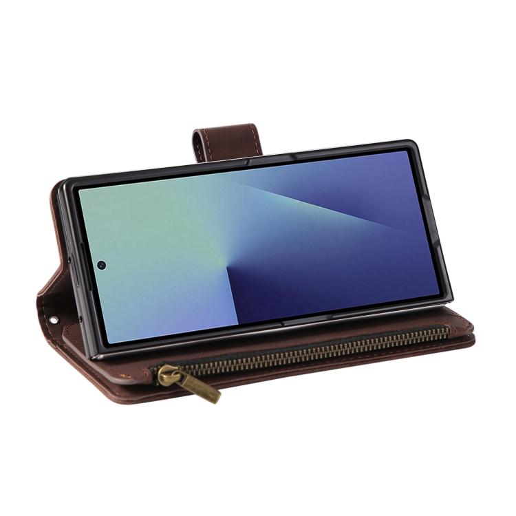 For Samsung Galaxy Z Fold7 5G Multifunctional Frosted Zipper Wallet Leather Phone Case