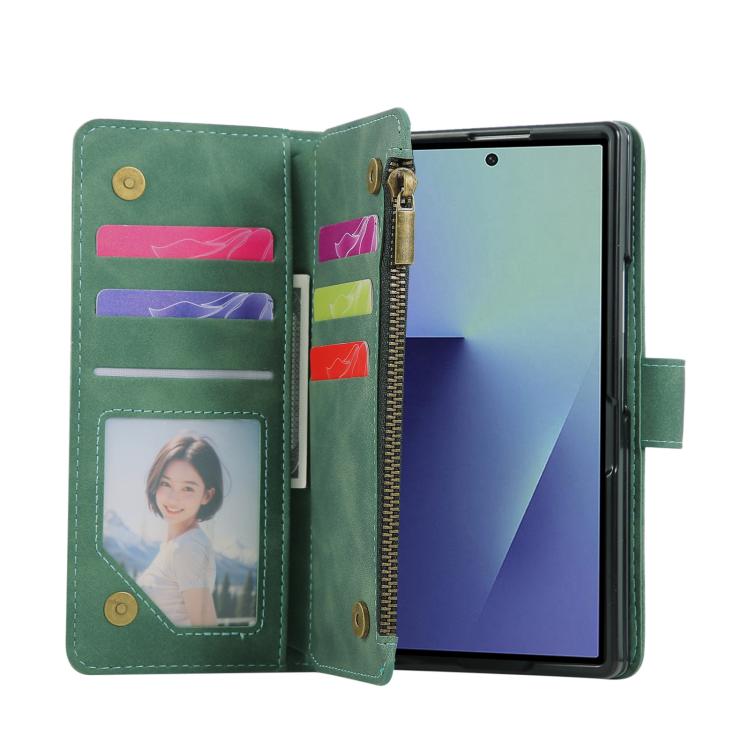 For Samsung Galaxy Z Fold7 5G Multifunctional Frosted Zipper Wallet Leather Phone Case
