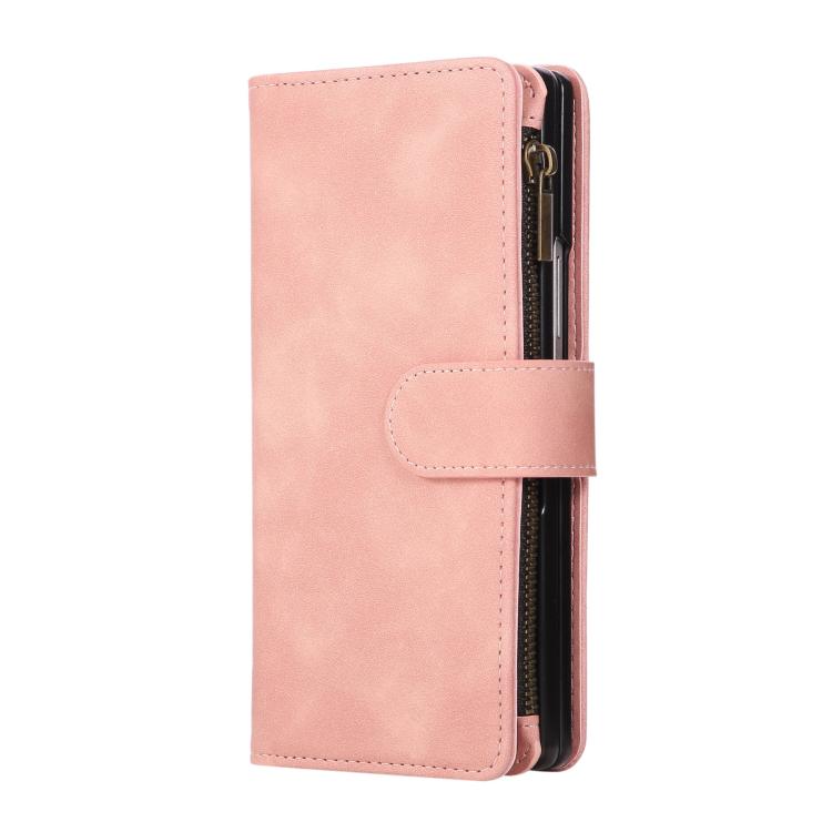 For Samsung Galaxy Z Fold7 5G Multifunctional Frosted Zipper Wallet Leather Phone Case