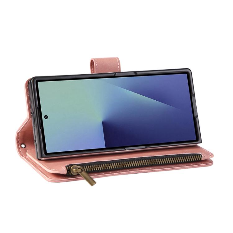 For Samsung Galaxy Z Fold7 5G Multifunctional Frosted Zipper Wallet Leather Phone Case