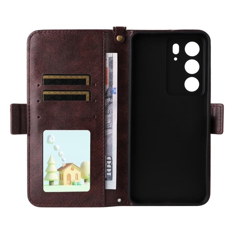 For Realme C71 4G / 14x 5G India / C75 4G Multi-card Slots Crossbody Cowhide Leather Phone Case