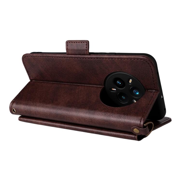 For Realme 14 Pro+ Multi-card Slots Crossbody Cowhide Leather Phone Case