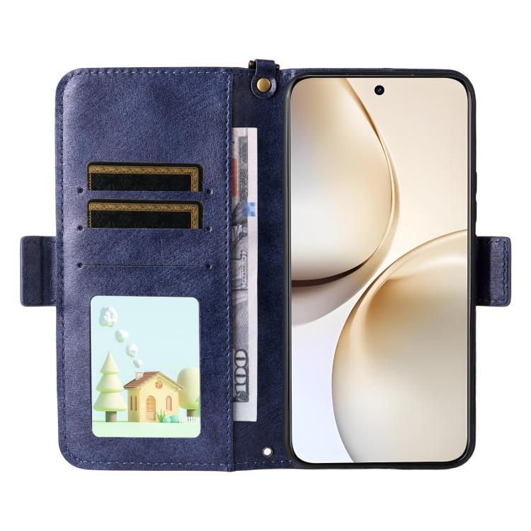 For Realme 14 Pro+ Multi-card Slots Crossbody Cowhide Leather Phone Case