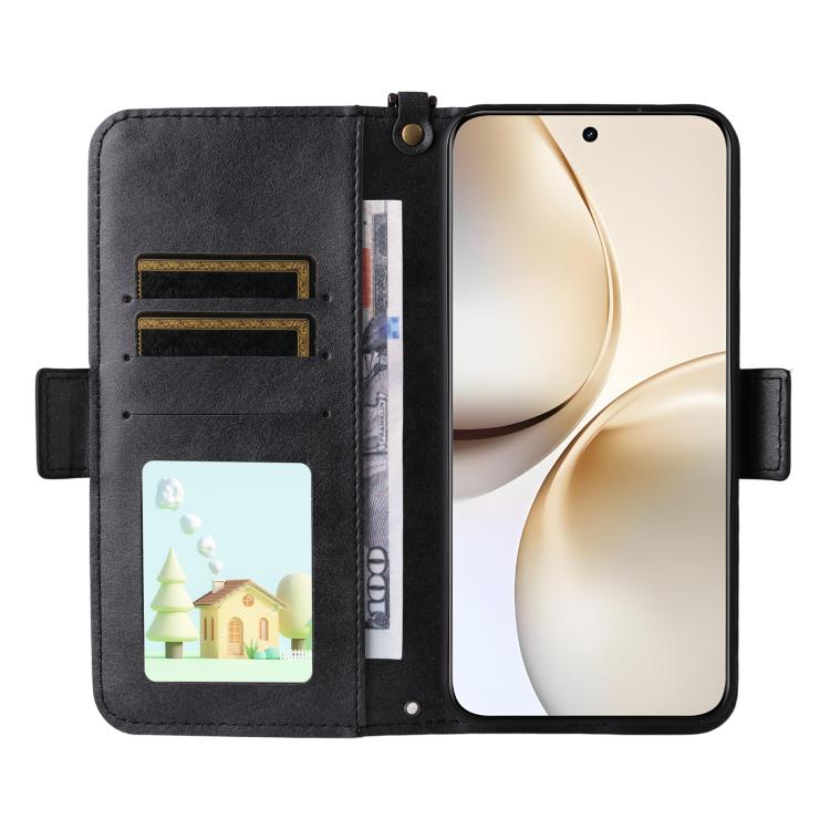 For Realme 14 Pro+ Multi-card Slots Crossbody Cowhide Leather Phone Case