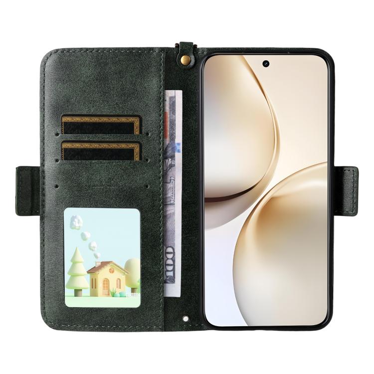 For Realme 14 Pro+ Multi-card Slots Crossbody Cowhide Leather Phone Case